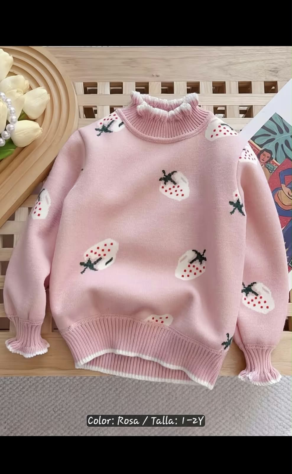 Suéter Fresas de Cuello Alto